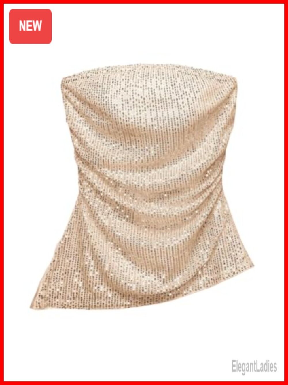 Glitter Sparkly Sequin Strapless Asymmetrical Tube Top